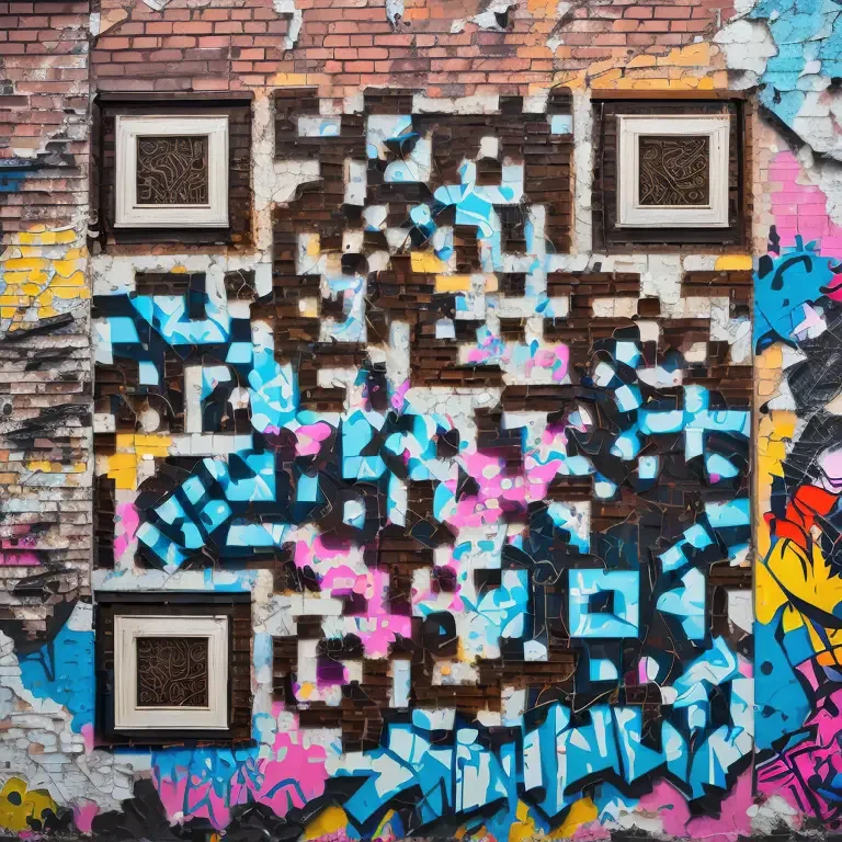A close-up view of a vibrant graffiti-covered urban wall…