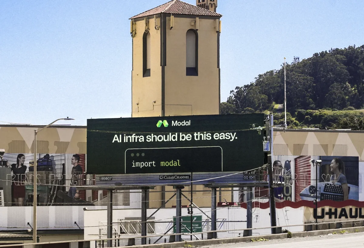 Billboard with message 'AI Infra should be this easy'