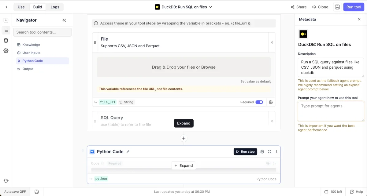 Screenshot of Relevance's notebook feature