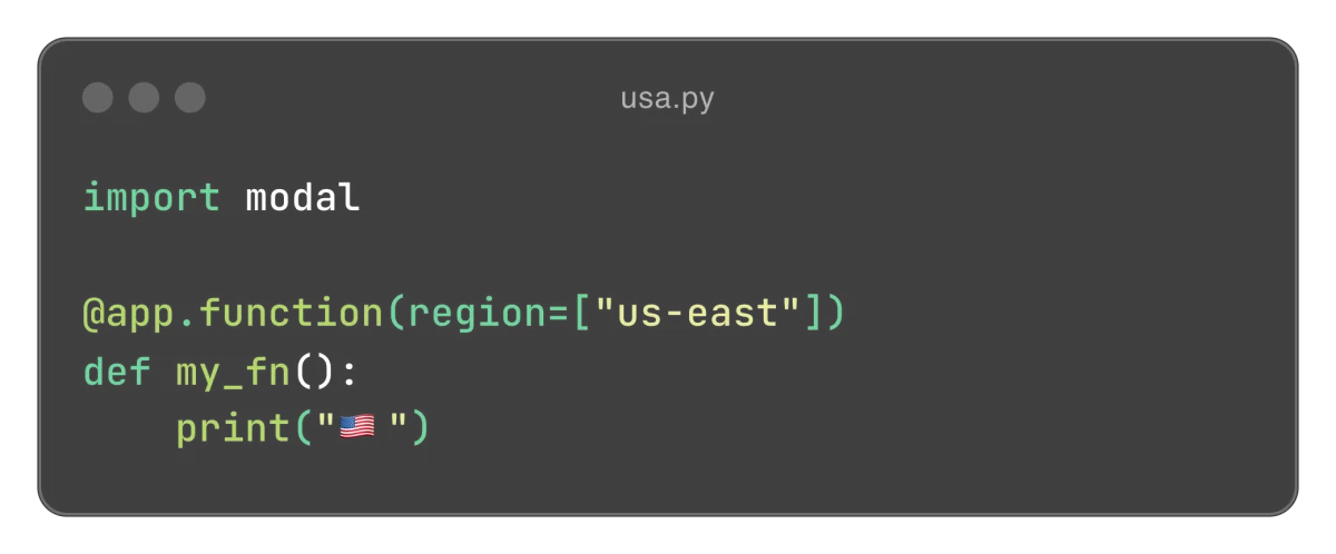 Code sample of region selection