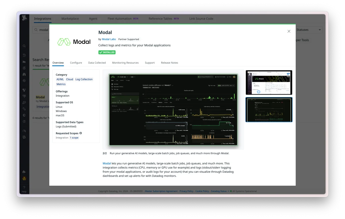 Datadog integration