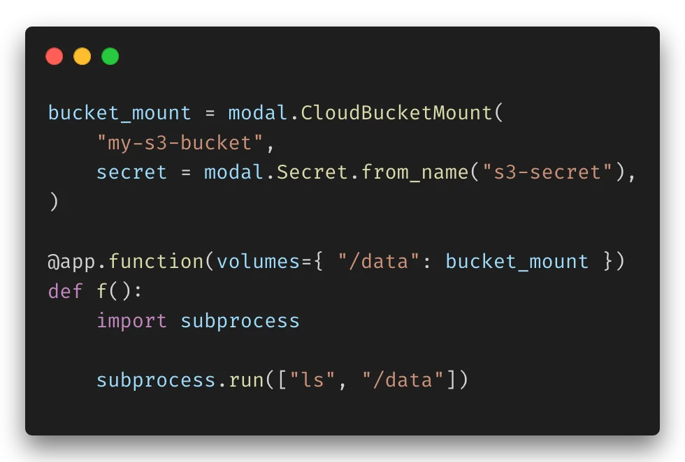 Example code using cloud bucket mounts